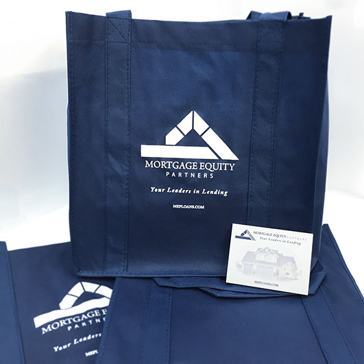 Tote bags and sticky notes for Mortgage Equity Partners